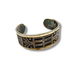 Distressed Boho Open Cuff Bangle Bracelet Embossed Design